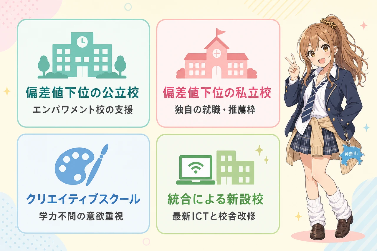 神奈川県で偏差値が低い公立・私立高校の具体名リスト